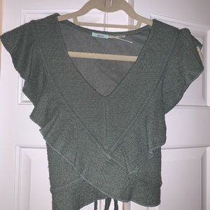 Kimchi Blue Green Cropped Wrap shirt